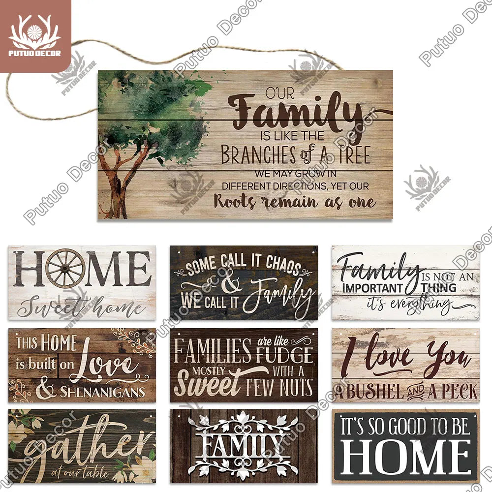 -Family Wooden Signs, Wall Plate Art Decor Friendship, Pendant, Home Decoration