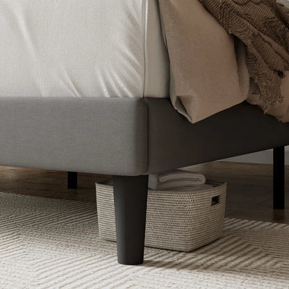 Hegg Linen Tufted Upholstered Platform Bed with Wood Slats Headboard Included